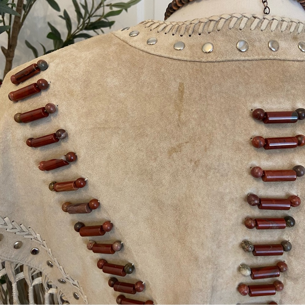 Native American Suede Beaded Shawl by Red Clay People, Butterfly Transformation - Picture 10 of 16
